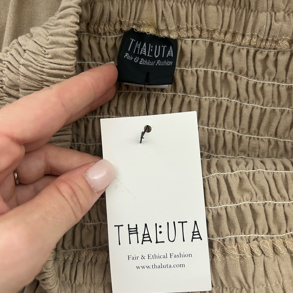 Thaluta 100% Organic Cotton Boho Festival Maxi Skirt or Dress Keela Beige OS - Picture 8 of 11